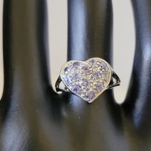 Natural Violet Tanzanite Heart .925 Sterling Silver Ring